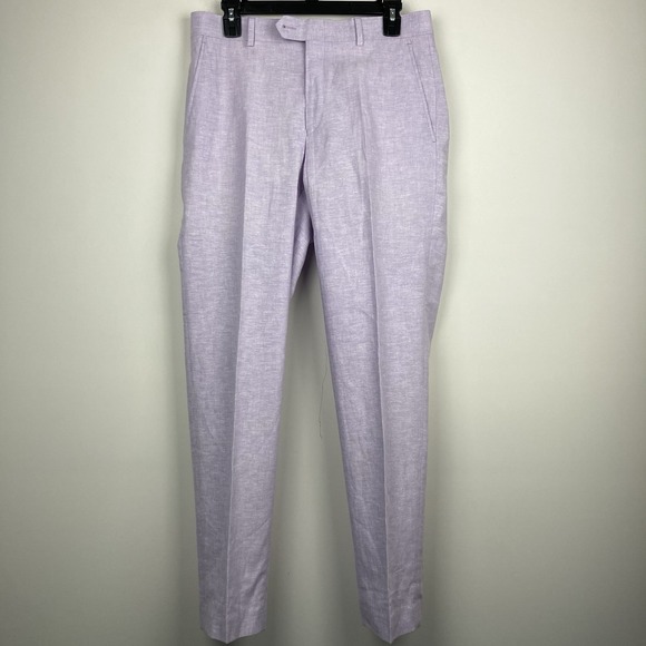 Bar III Men's Suit Dress Pants Purple Slim-Fit Linen Cotton 30Wx30L E111584 - Picture 5 of 7
